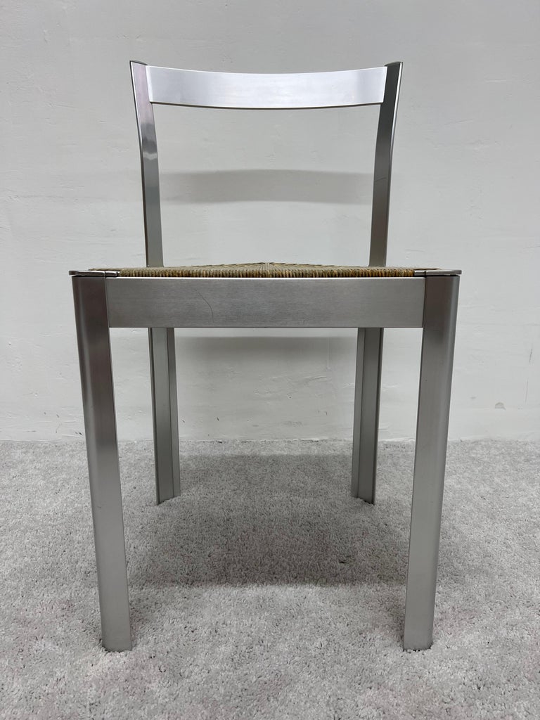 Anodized Aluminum with Cord Seat Vanity, Dining or Side Chair, Italy 1980s For Sale 5
