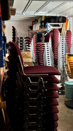 Anonima Castelli DSC 106 Red vintage italian stacking chairs Giancarlo Piretti