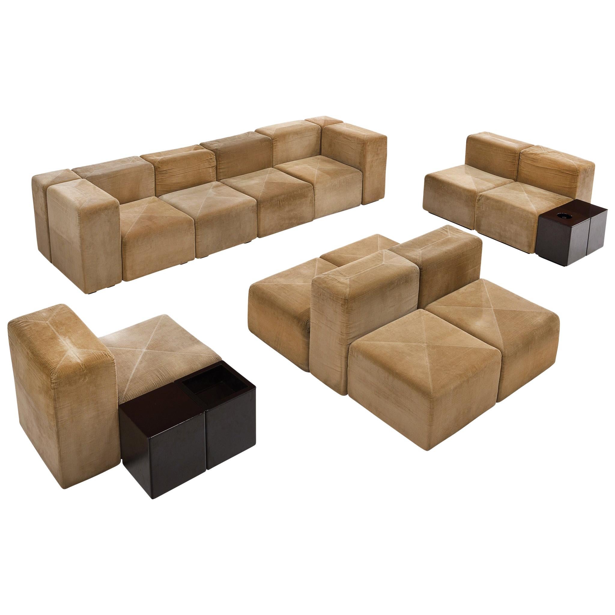 Anonima Castelli Large Sectional Sofa 'System 61' in Cord Upholstery