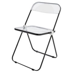 Chaise pliante Anonima Castelli Pila en noir et transparent, Giancarlo Piretti