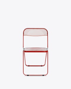 Anonima Castelli Pila Folding Chair in Red and Smoky pink, Giancarlo Piretti