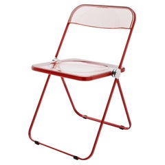 Anonima Castelli Pila Folding Chair in Red and Smoky pink, Giancarlo Piretti