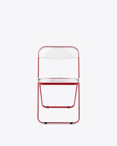 Anonima Castelli Pila Folding Chair in Red and Transparent, Giancarlo Piretti