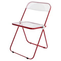 Anonima Castelli Pila Folding Chair in Red and Transparent, Giancarlo Piretti
