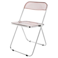 Anonima Castelli Pila Folding Chair in Steel and Smoky Pink, Giancarlo Piretti