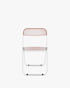 Chaise pliante Anonima Castelli Pila en blanc et rose fumé, Giancarlo Piretti
