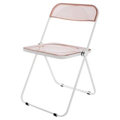 Anonima Castelli Pila Folding Chair in White and Smoky pink, Giancarlo Piretti