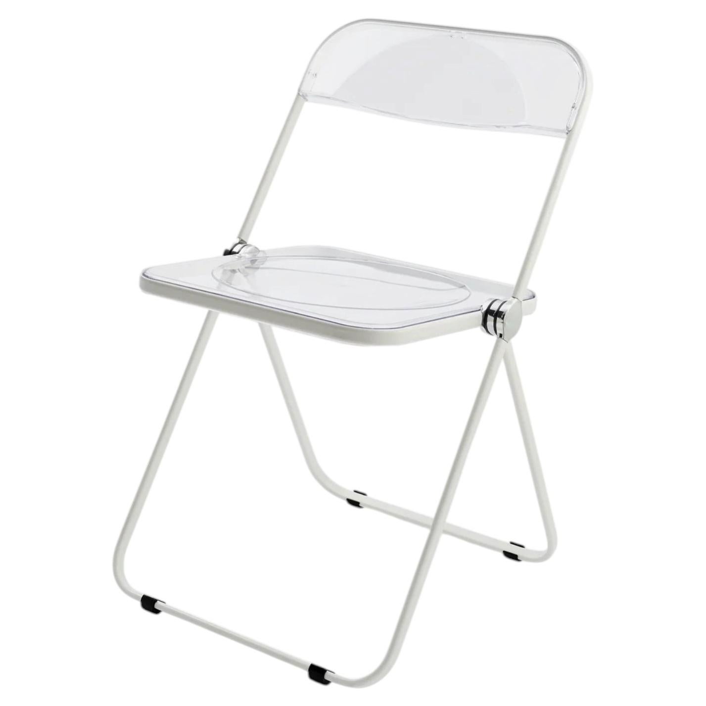 Anonima Castelli Pila Folding Chair in White and Transparent, Giancarlo Piretti For Sale