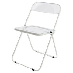 Chaise pliante Anonima Castelli Pila en blanc et transparent, Giancarlo Piretti