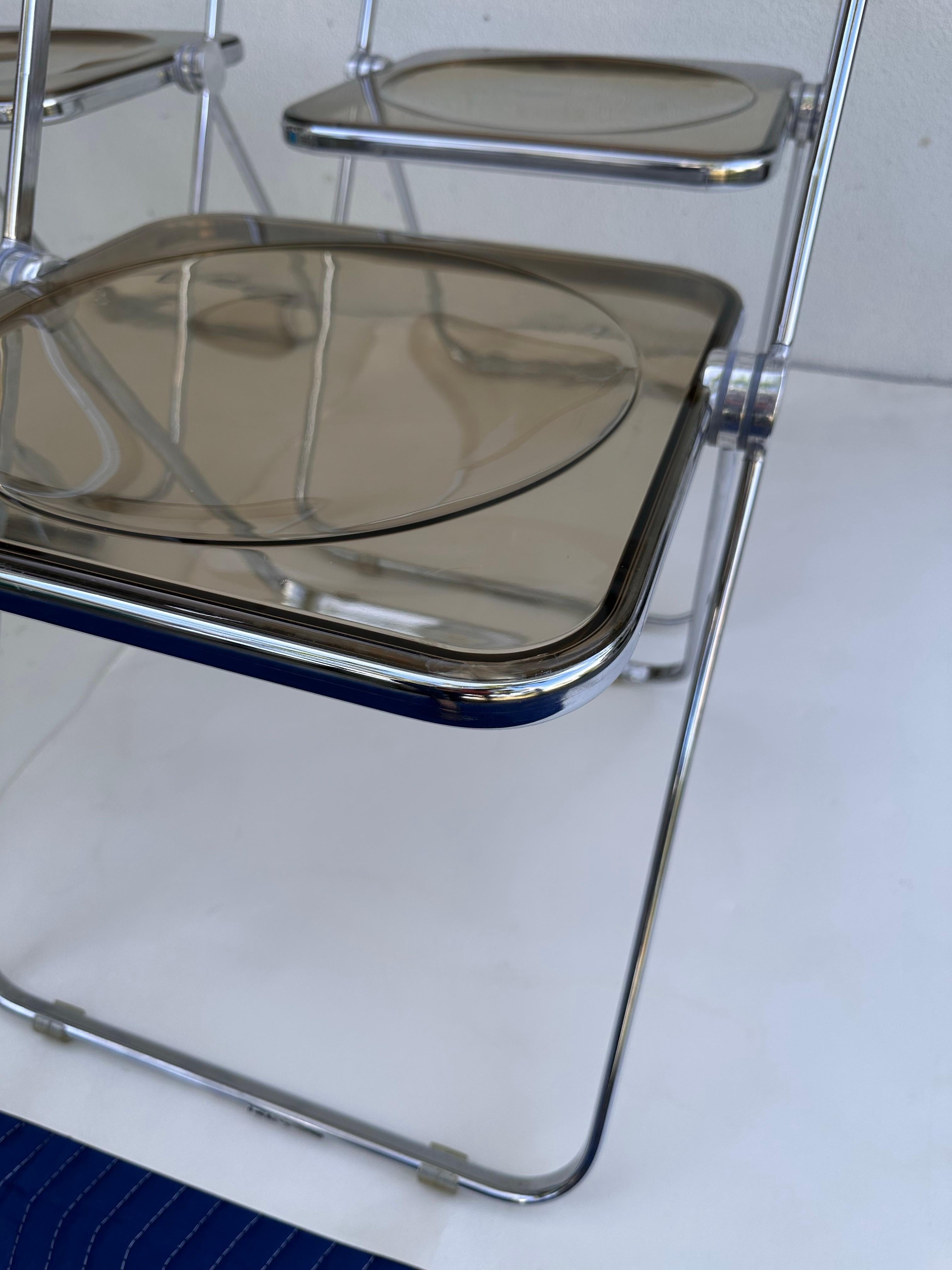 Anonima Castelli Plia Sedie Foldes Giancarlo Piretti Colore Lucite fumé set 4 in vendita 3