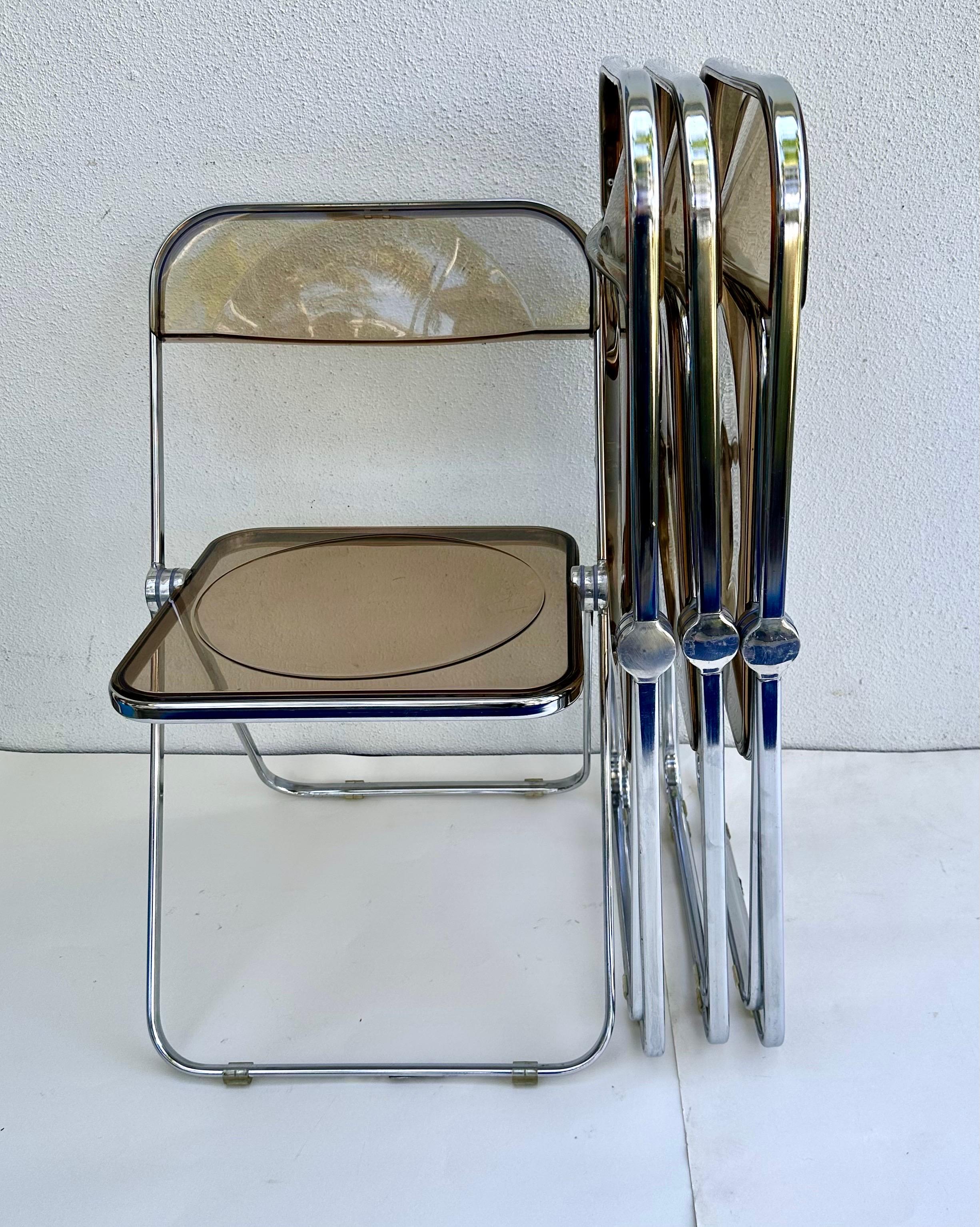 Anonima Castelli Plia Sedie Foldes Giancarlo Piretti Colore Lucite fumé set 4 in vendita 7