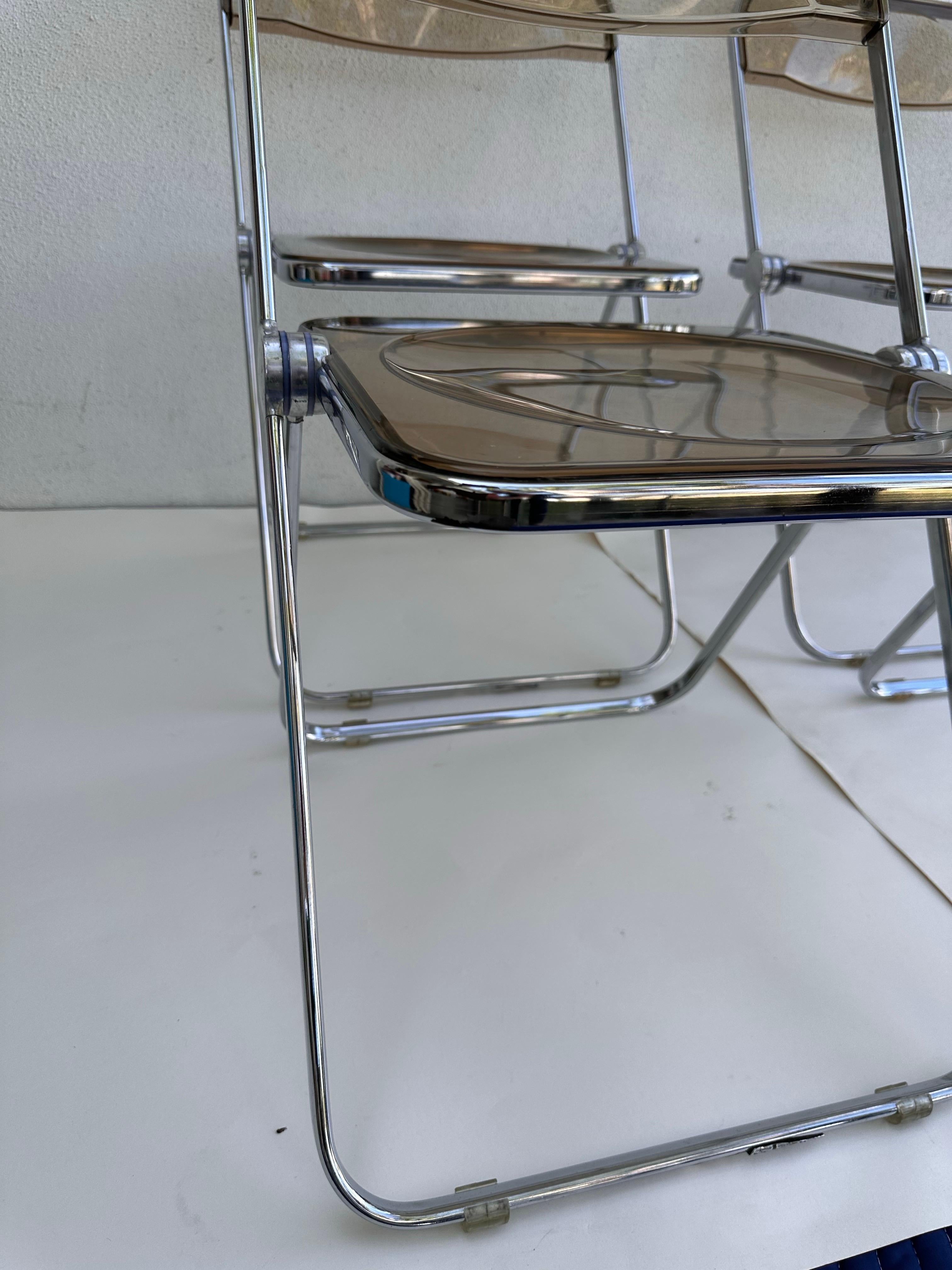 Anonima Castelli Plia Sedie Foldes Giancarlo Piretti Colore Lucite fumé set 4 in vendita 1