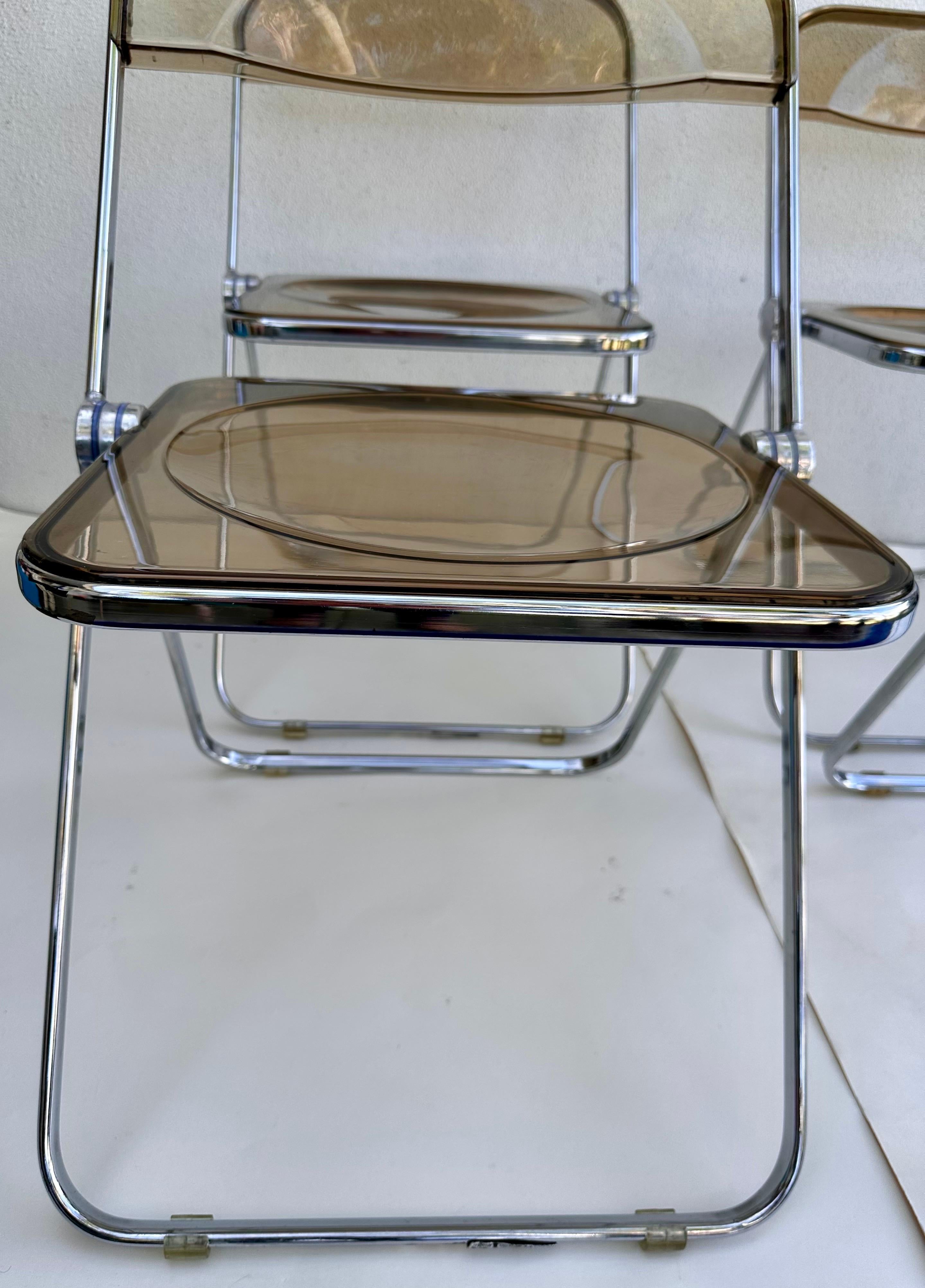 Anonima Castelli Plia Sedie Foldes Giancarlo Piretti Colore Lucite fumé set 4 in vendita 2
