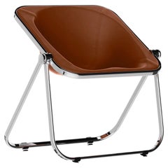 Anonima Castelli Sillón Plona de cuero marrón de Giancarlo Piretti, 1970