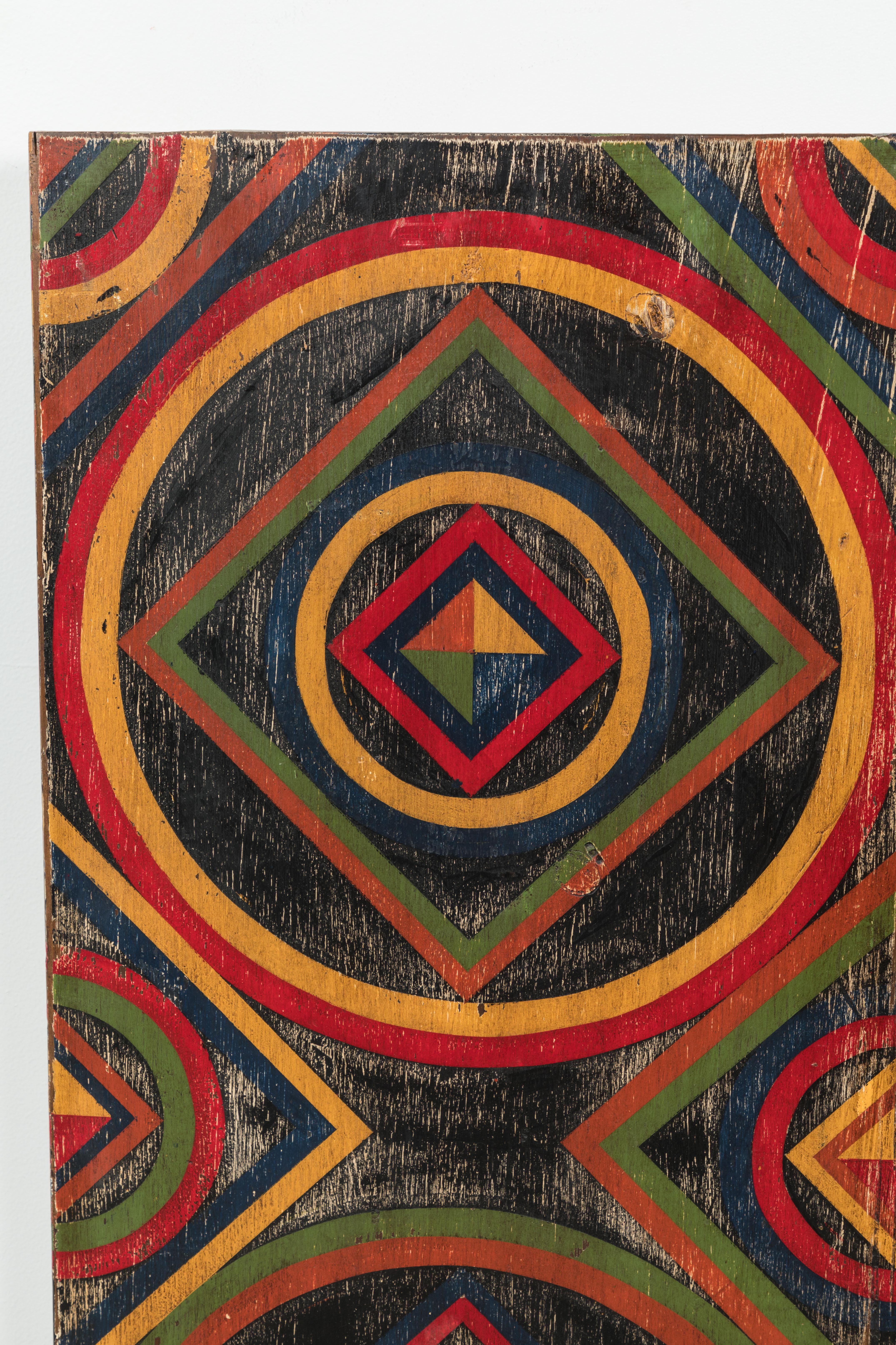 Artisanat Planche peinte géométrique abstraite et abstraite anonyme en vente