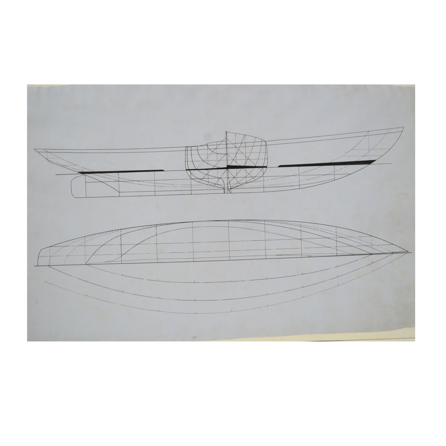 Anonymous boat. Measures: cm 72.5 x 45.4 (H) - inches 28.54 x 17.87 (H). 1920s. Project coming from the archives of Uffa Fox, an English boat designer and sailing enthusiast, and never entered the commercial circuit.
Uffa Fox was born in the Isle
