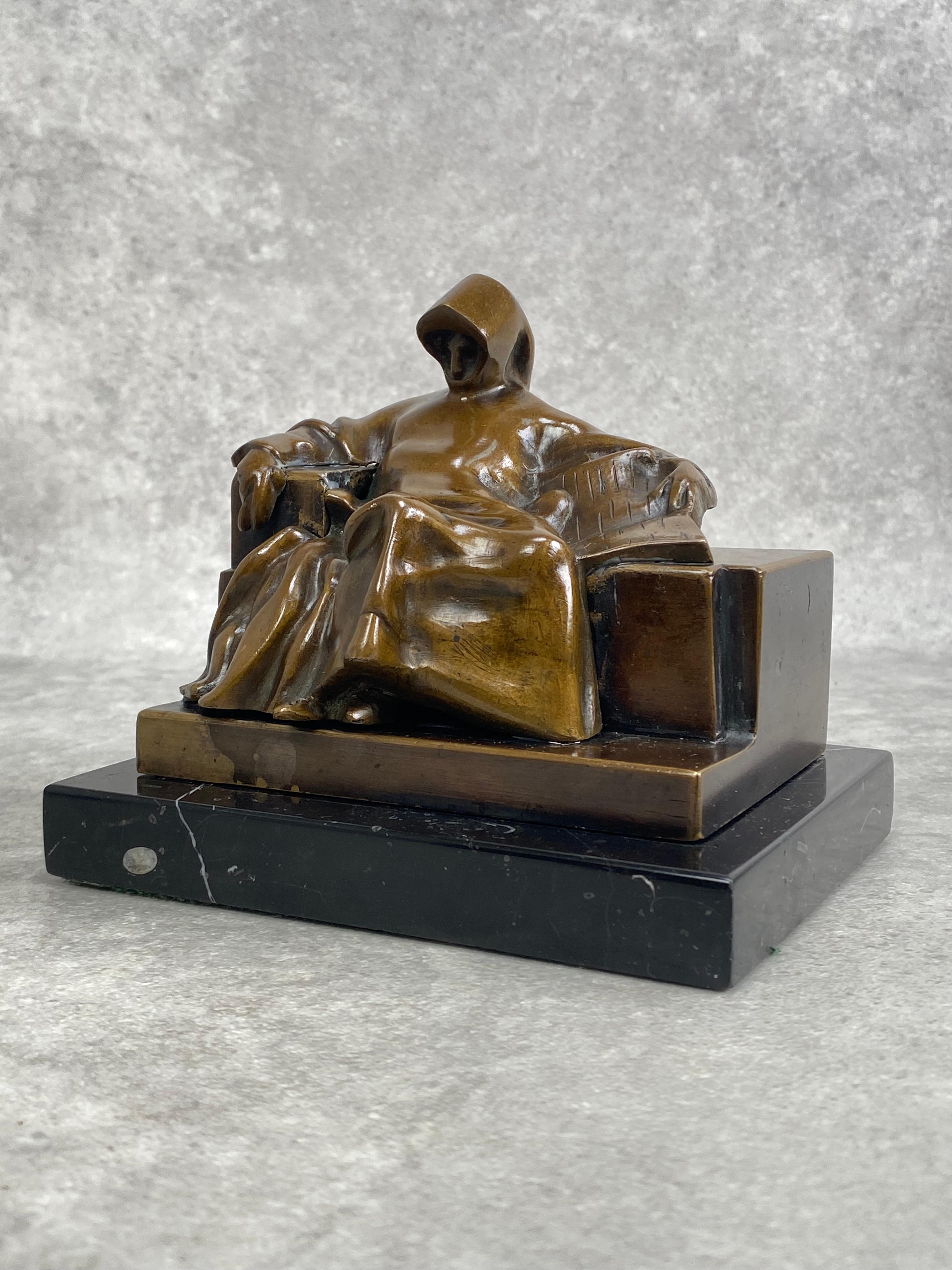 Jugendstil Busto in bronzo anonimo di Miklos Ligeti Budapest in vendita