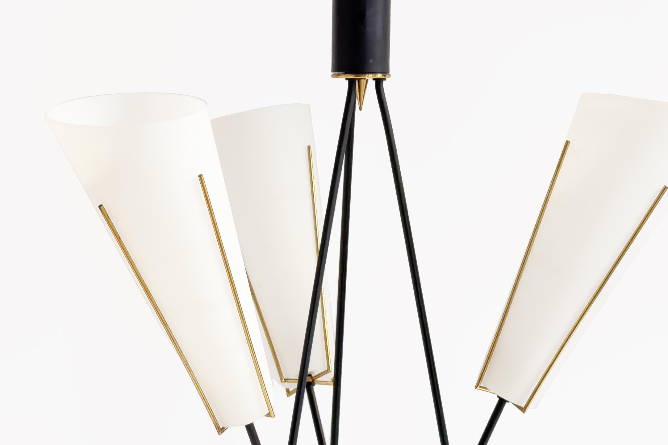 Scandinavian Danish 20th Century Suspension Lamp in Opaline and Metal, 1960s In Good Condition For Sale In London, GB