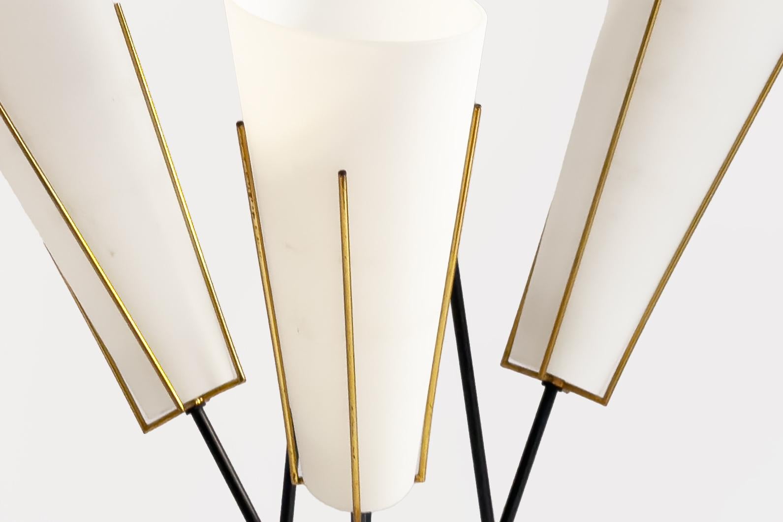 Mid-20th Century Scandinavian Danish 20th Century Suspension Lamp in Opaline and Metal, 1960s For Sale