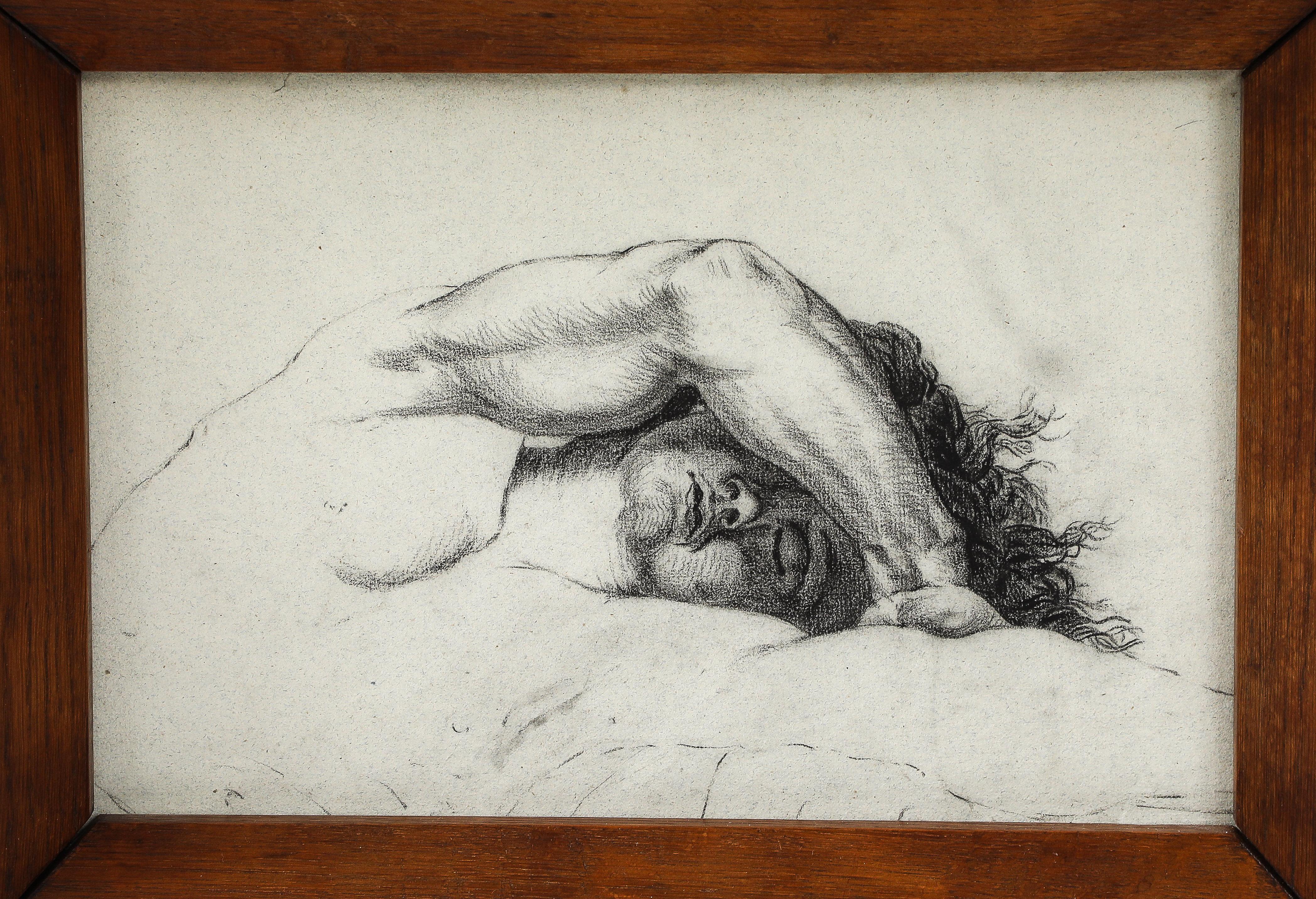 Baroque Revival Anonymous, Drawing of Stretching Man, French, c. 1930 For Sale