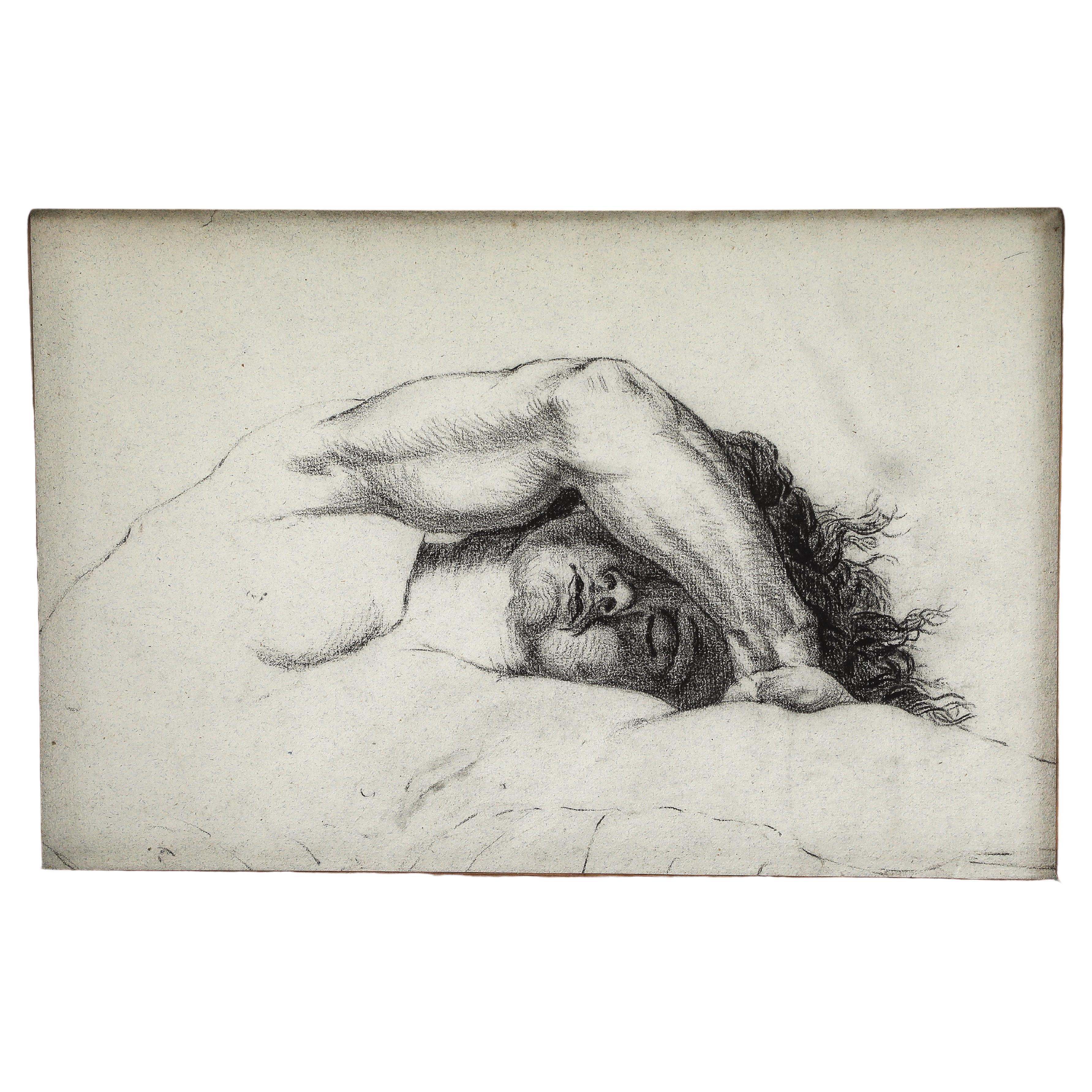 Anonymous, Drawing of Stretching Man, French, c. 1930 For Sale