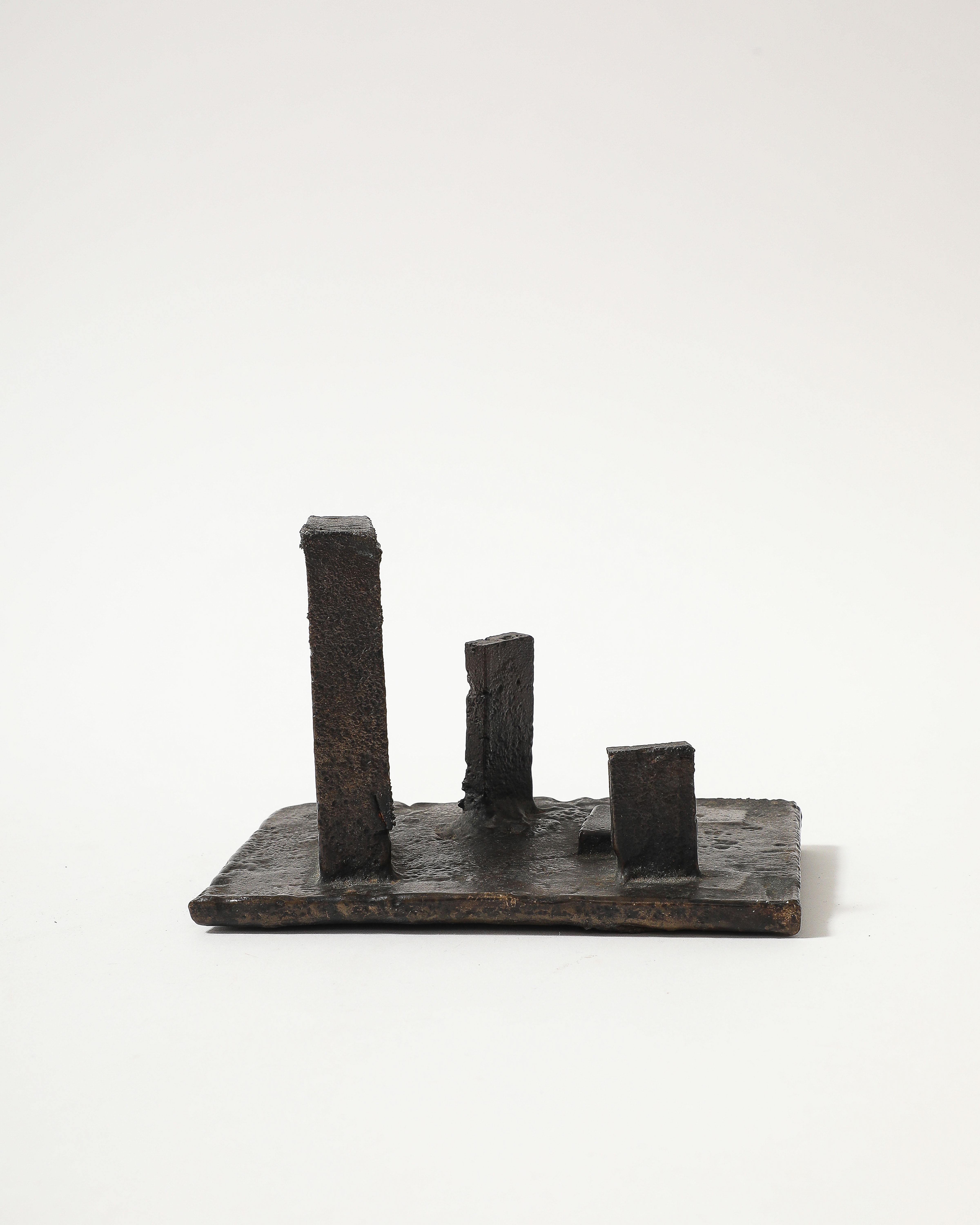 Anonymous Geometric Landscape Sculpture in Patinated Cast Iron, US, 20th C For Sale 7