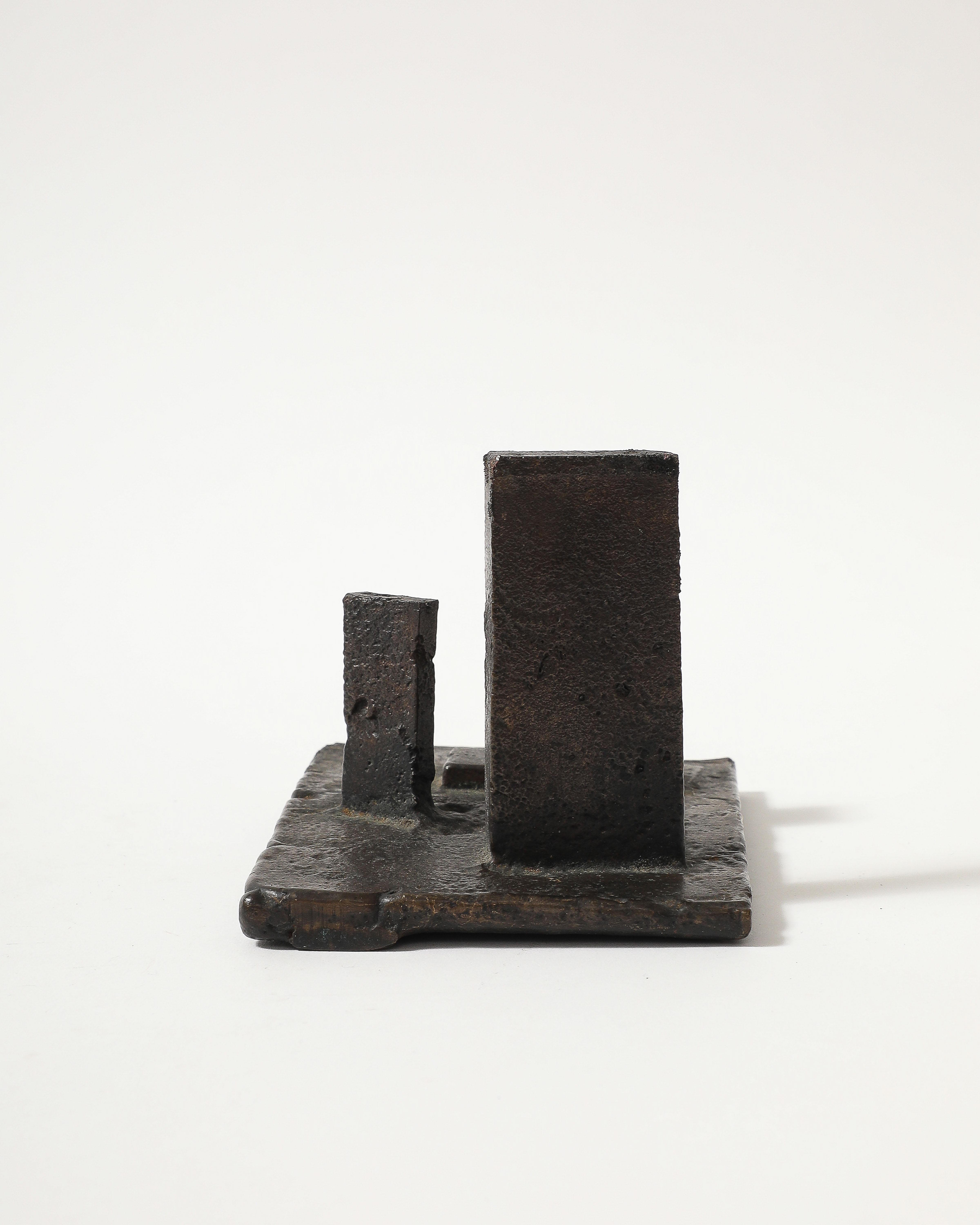 Anonymous Geometric Landscape Sculpture in Patinated Cast Iron, US, 20th C For Sale 9