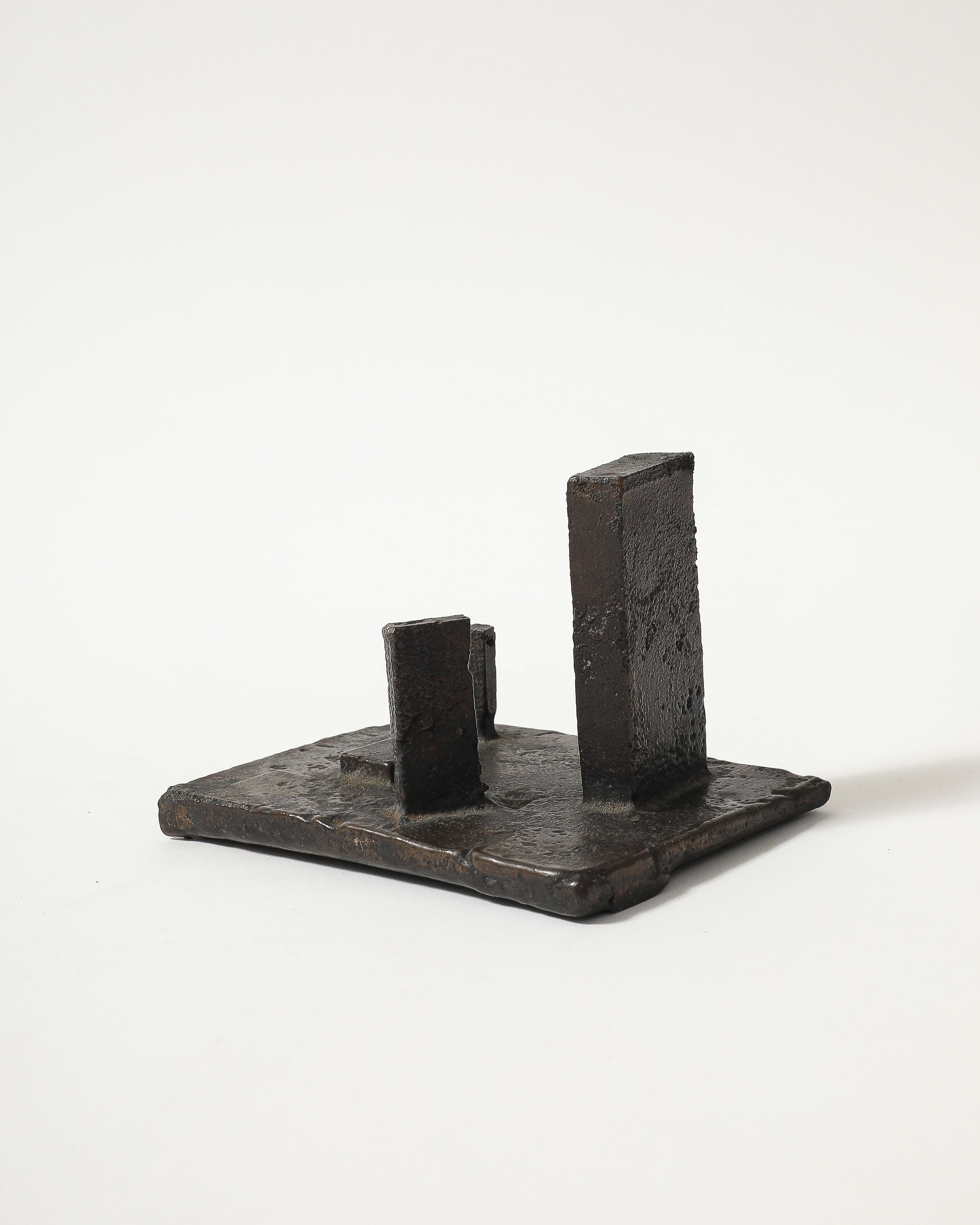 Anonymous Geometric Landscape Sculpture in Patinated Cast Iron, US, 20th C For Sale 10