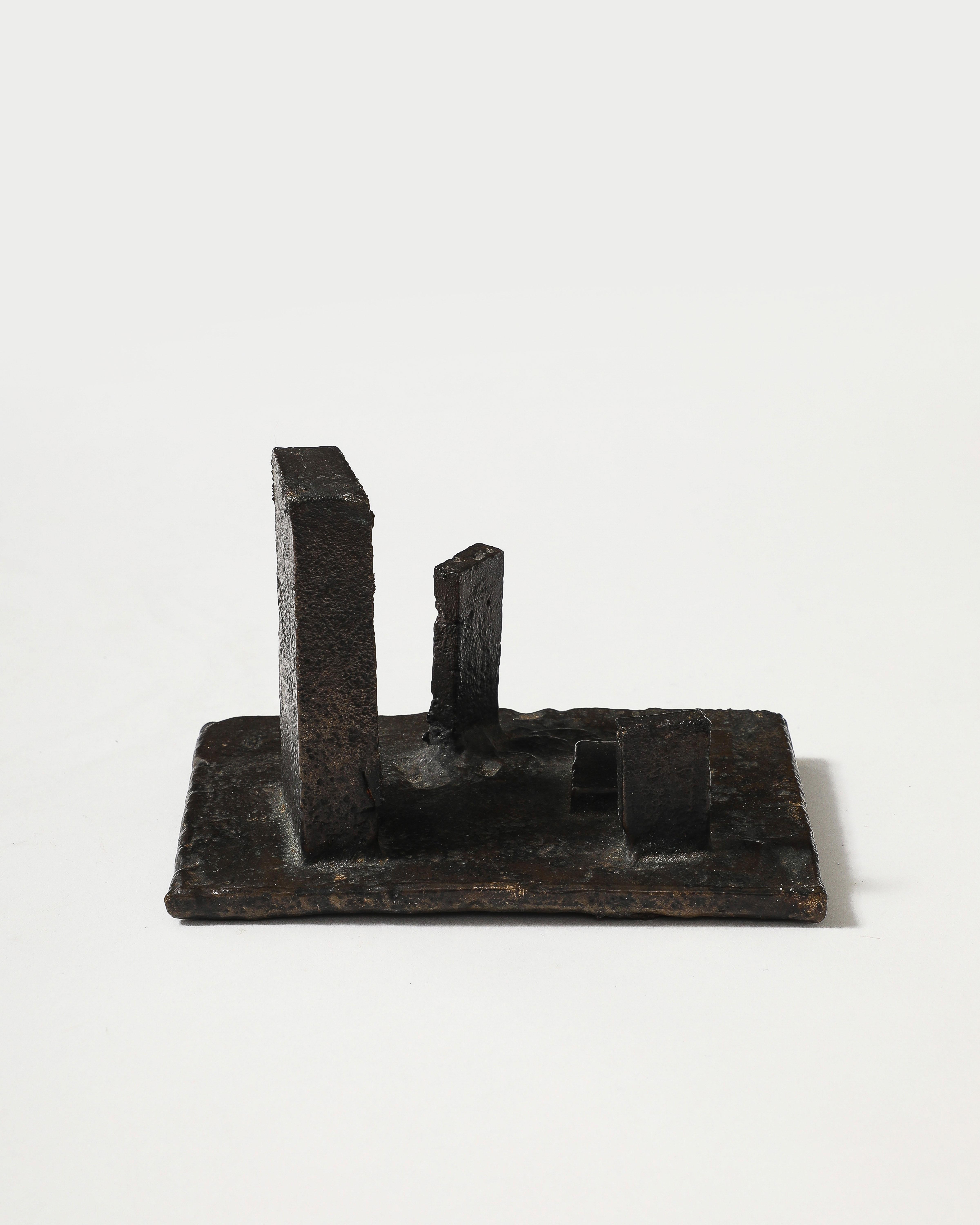 Anonymous Geometric Landscape Sculpture in Patinated Cast Iron, US, 20th C In Good Condition For Sale In New York City, NY
