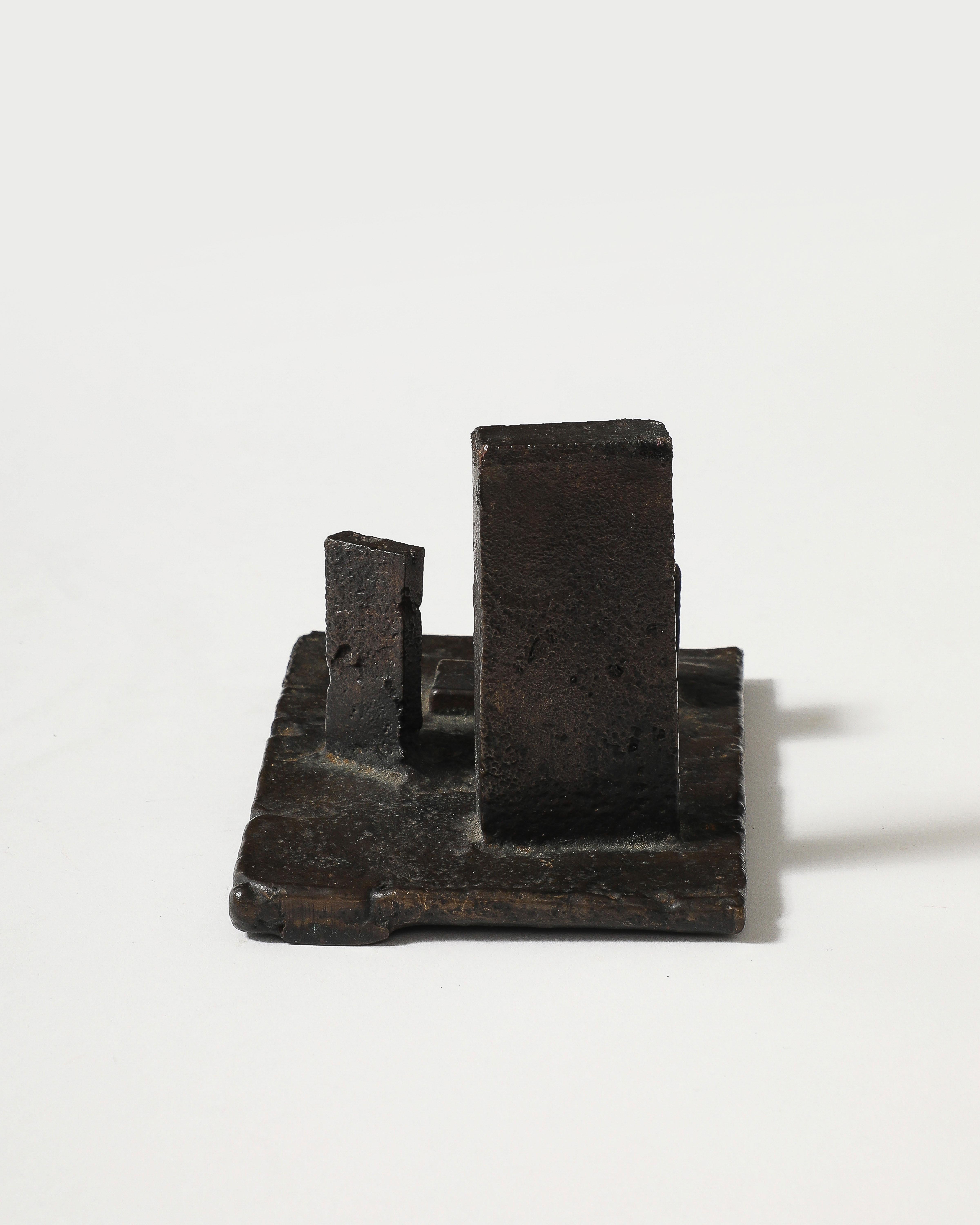 20th Century Anonymous Geometric Landscape Sculpture in Patinated Cast Iron, US, 20th C For Sale