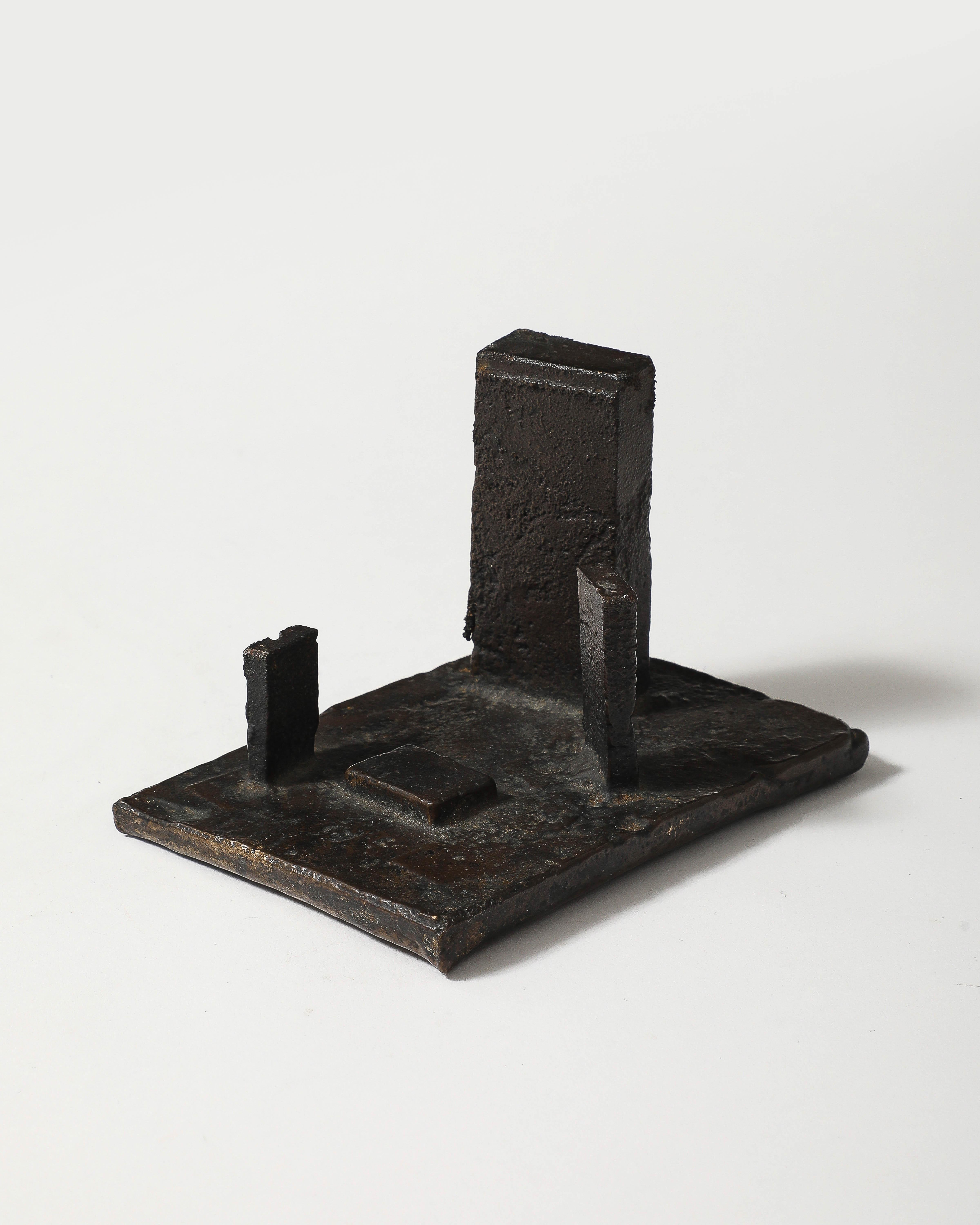 Anonymous Geometric Landscape Sculpture in Patinated Cast Iron, US, 20th C For Sale 3