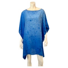 Anonymous Hand Painted Bright Blue Silk Caftan