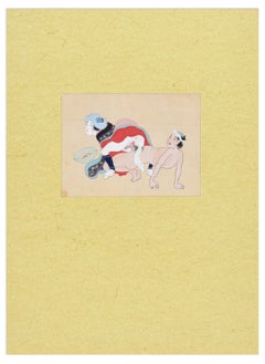 Erotic Scene - Gouache on Silk