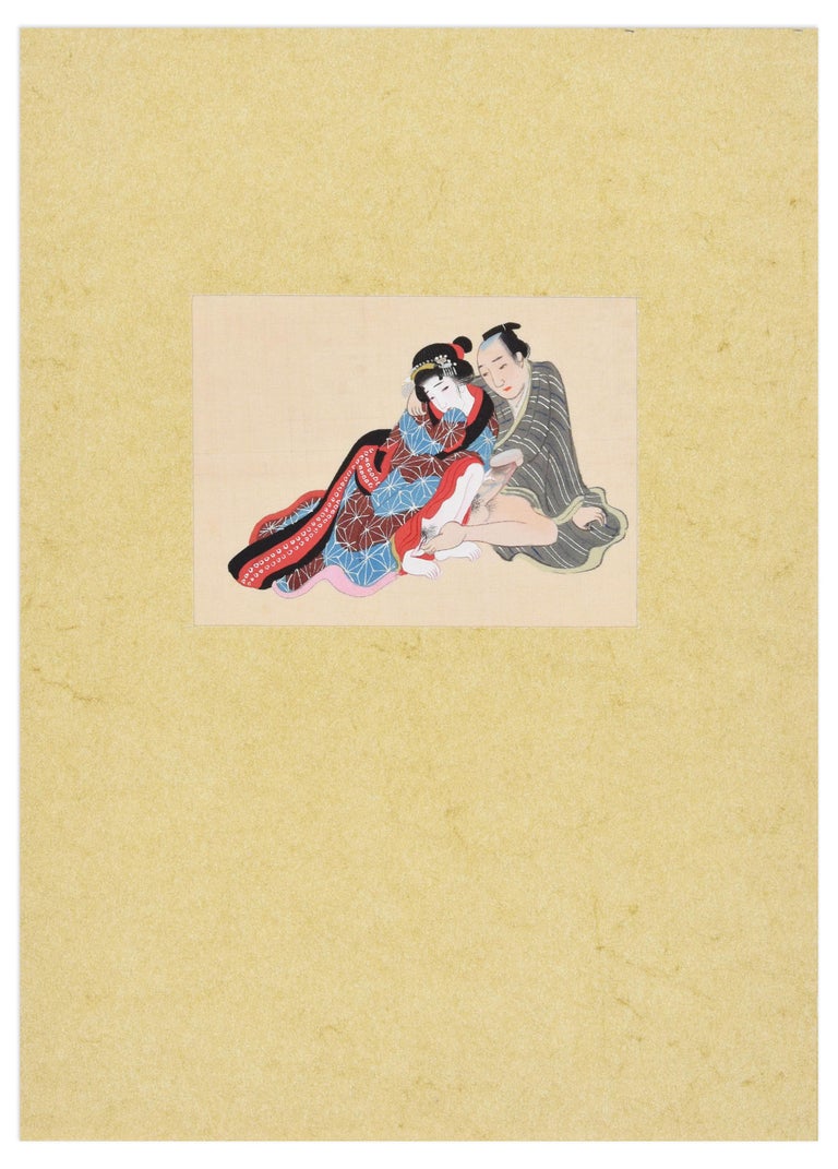 Unknown Love Game Original Gouache On Silk At 1stdibs