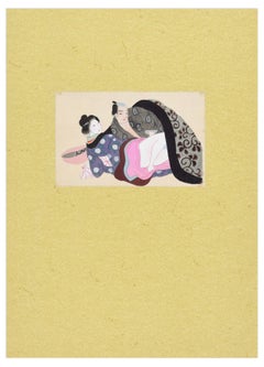 Amour oriental - Gouache originale sur soie