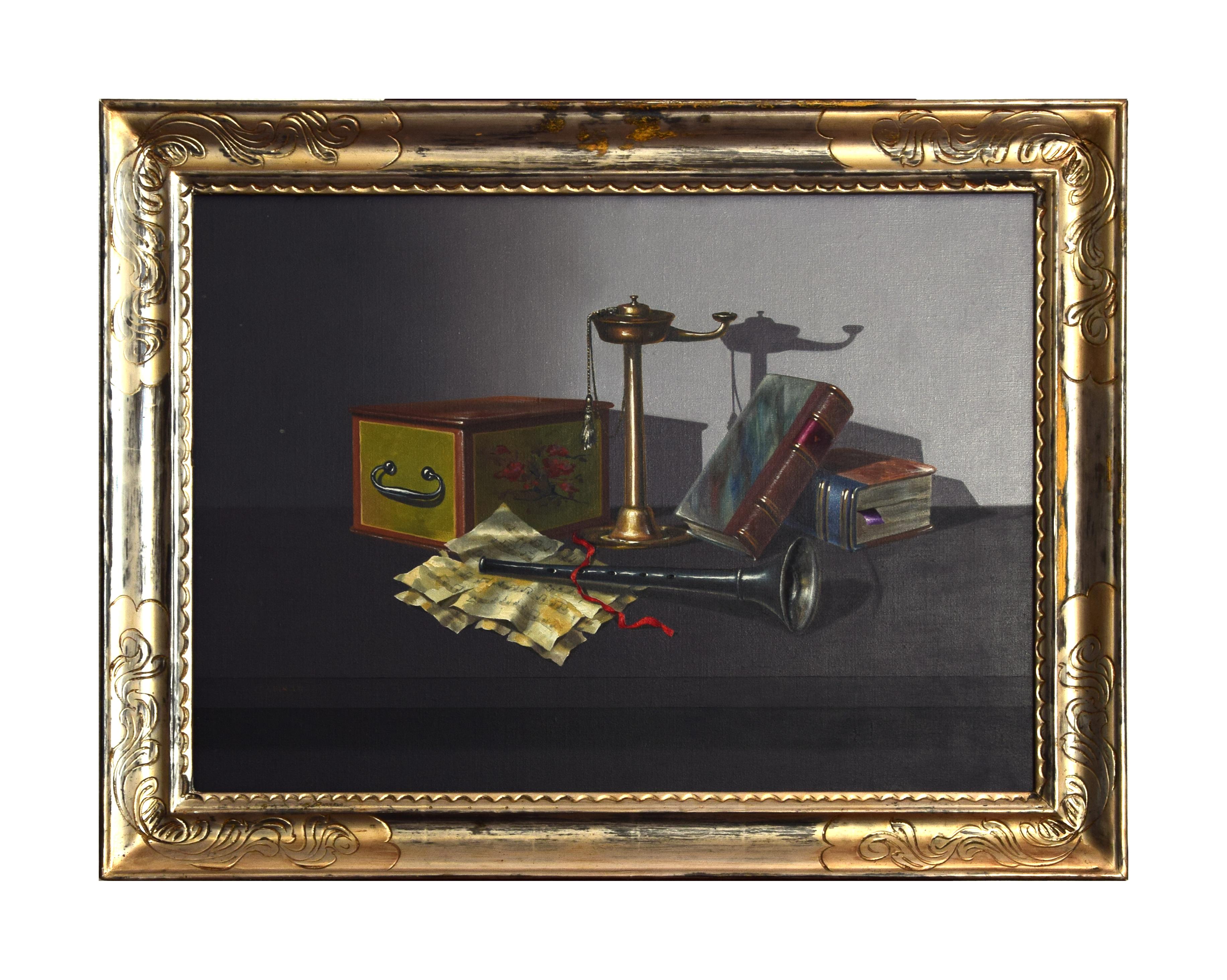Unknown Figurative Painting - Still Life with Objects - 1970s - Oil on Canvas - Modern