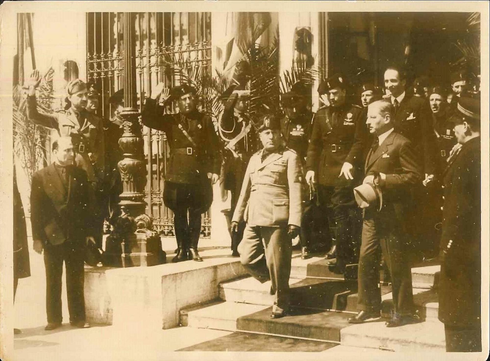 Unknown Figurative Photograph - Mussolini and Schuschnigg - Original Vintage Photo - 1937