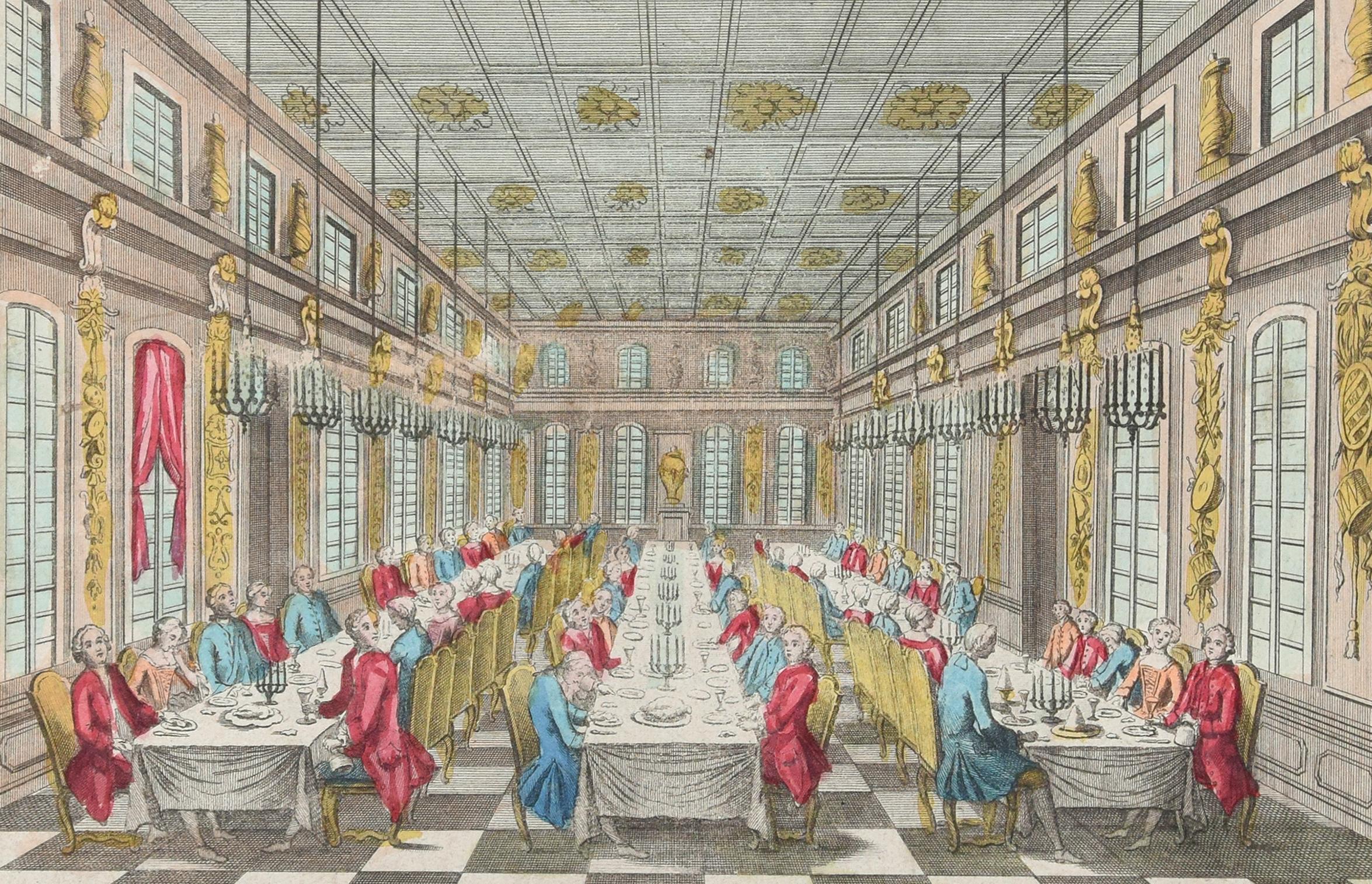 Salle Des Festins De Versailles - Original Etching Late 18° Century