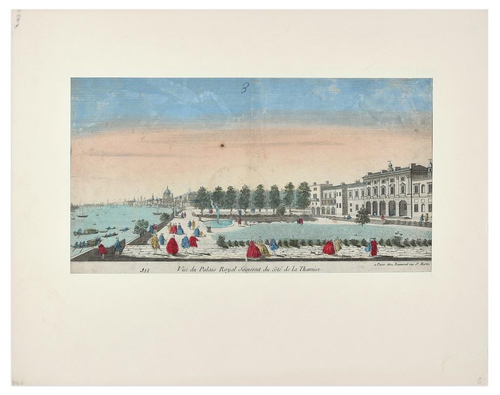 Somerset  Royal Palace View - Original Etching 18° Century - Print by Unknown