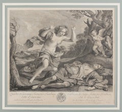 Venus and Adonis - Original Etching by Anonymous Artist 18th Century