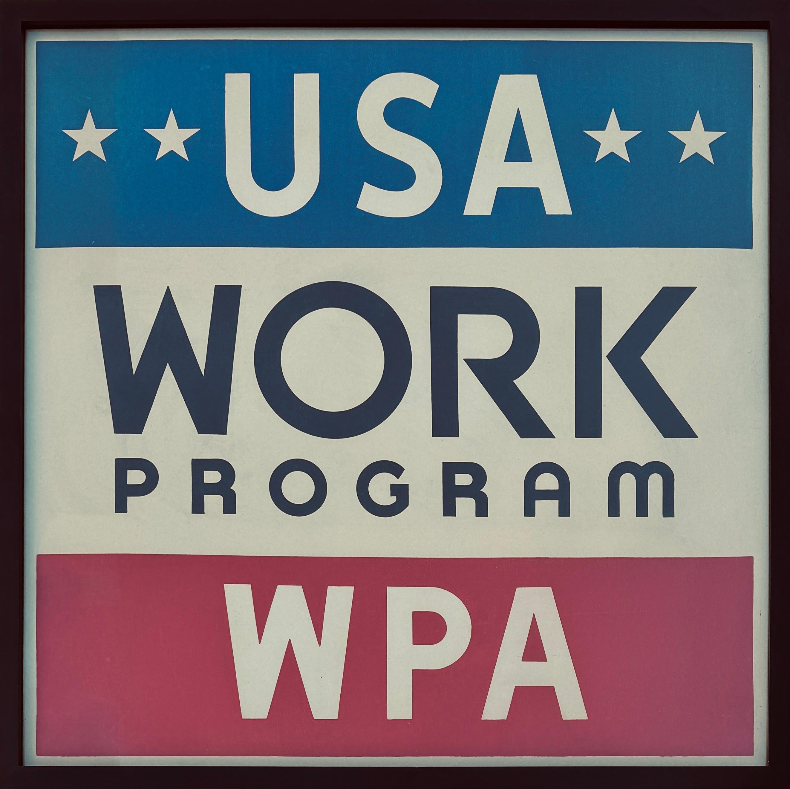 Affiche vintage du programme de travail de la WPA, réalisme social du milieu du 20e siècle, scène américaine - Réalisme américain Art par Anonymous