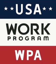 Vintage WPA Cartel del programa de trabajo Realismo social Escena americana de mediados del siglo XX