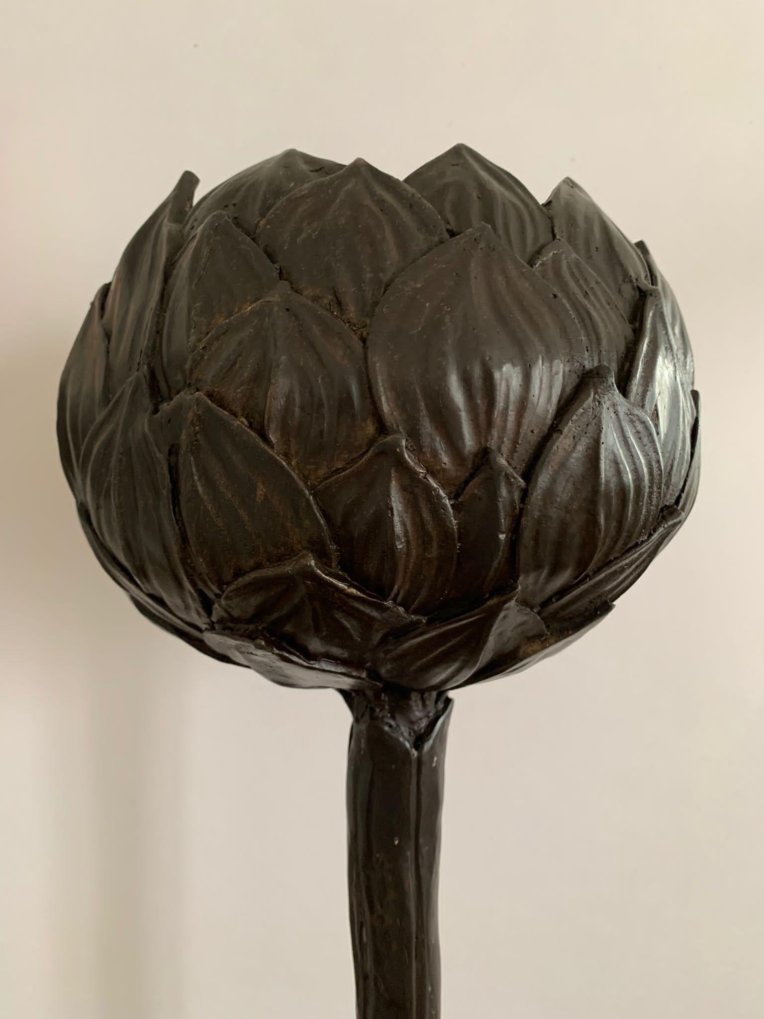 Floor Lamp Giacometti Style  bronze artichoke France 1980 For Sale 7