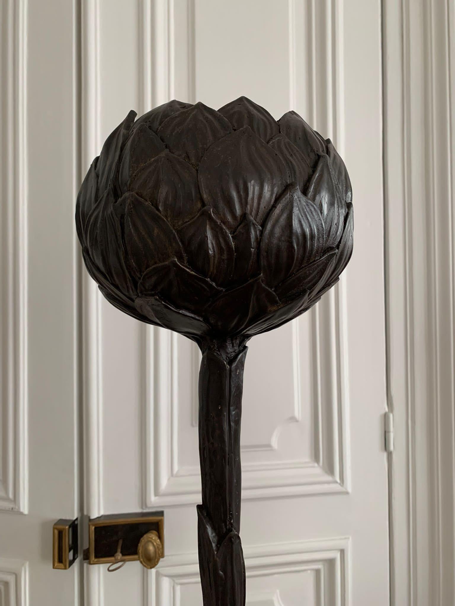 Floor Lamp Giacometti Style  bronze artichoke France 1980 For Sale 10