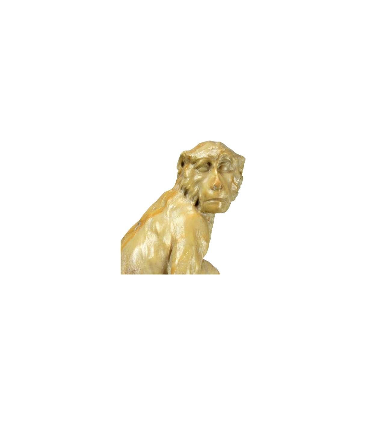 Yellow marble Monkey Statue - Sculpture by Anonymous