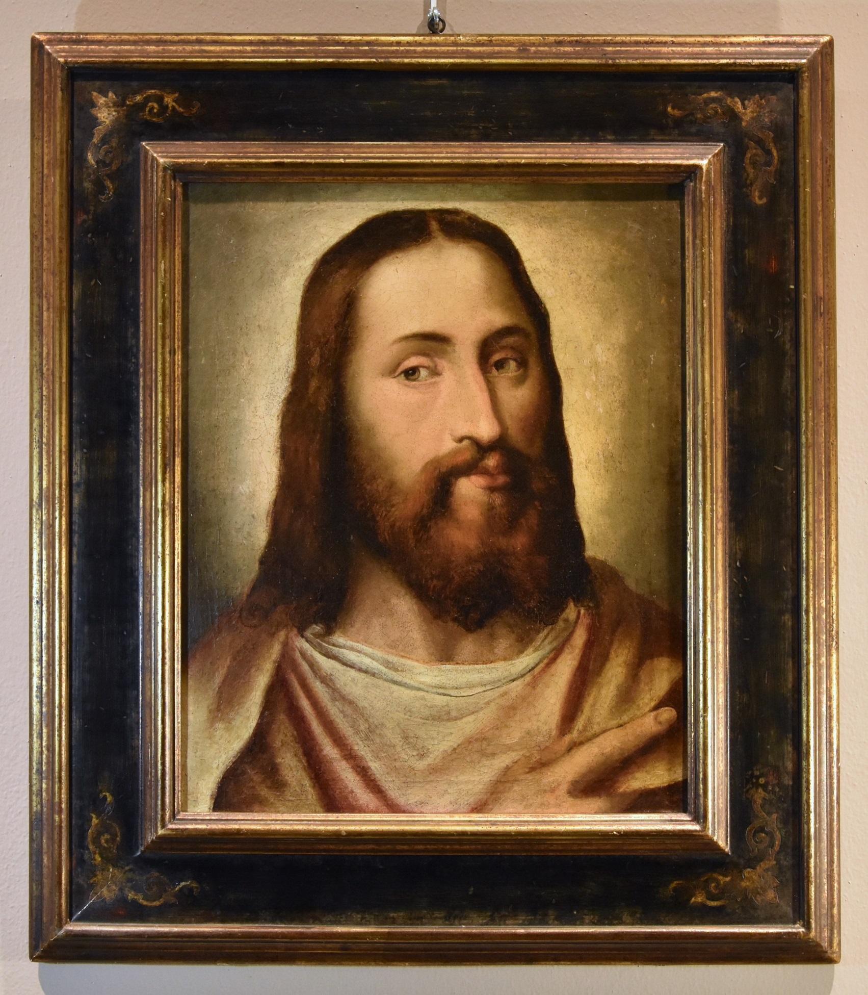 Portrait du Christ Titien 16ème siècle Huile sur toile Grand maître Venezia Italie - Maîtres anciens Painting par Anonymous Titianesque 16th Century 