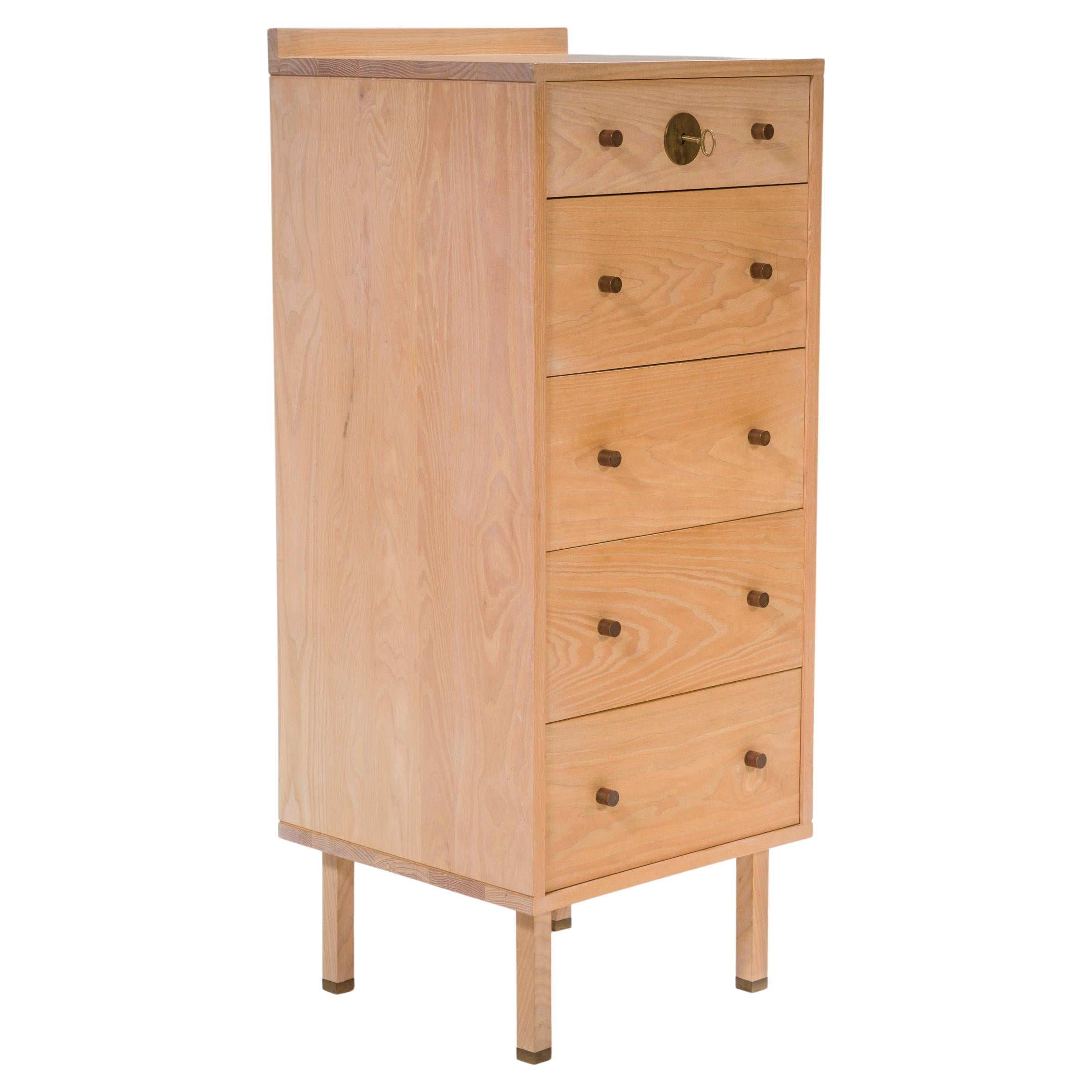 British Another Country White Oiled Ash and Brass Chest of Drawers Tallboy Two