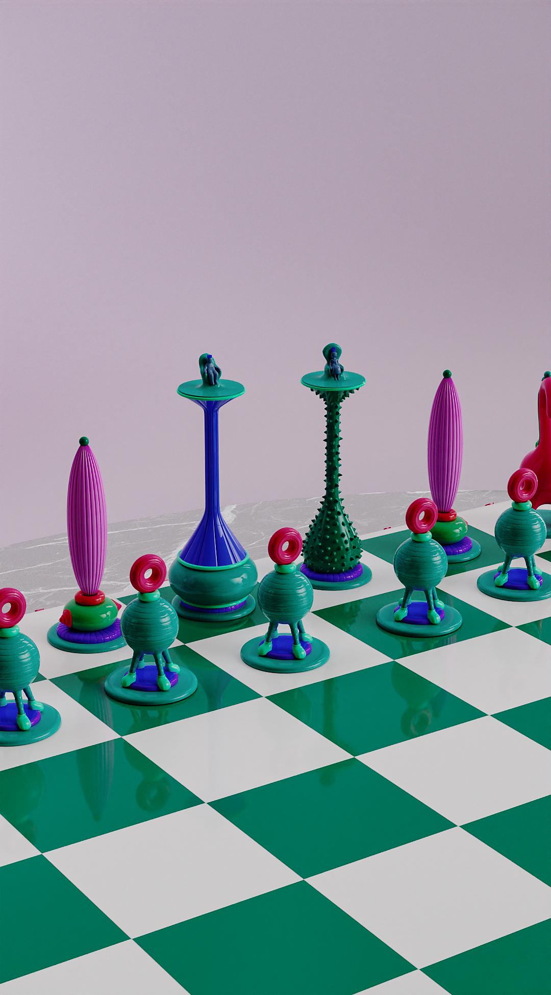 Organic Modern Another Kingdom Chess Set by Taras Yoom For Sale