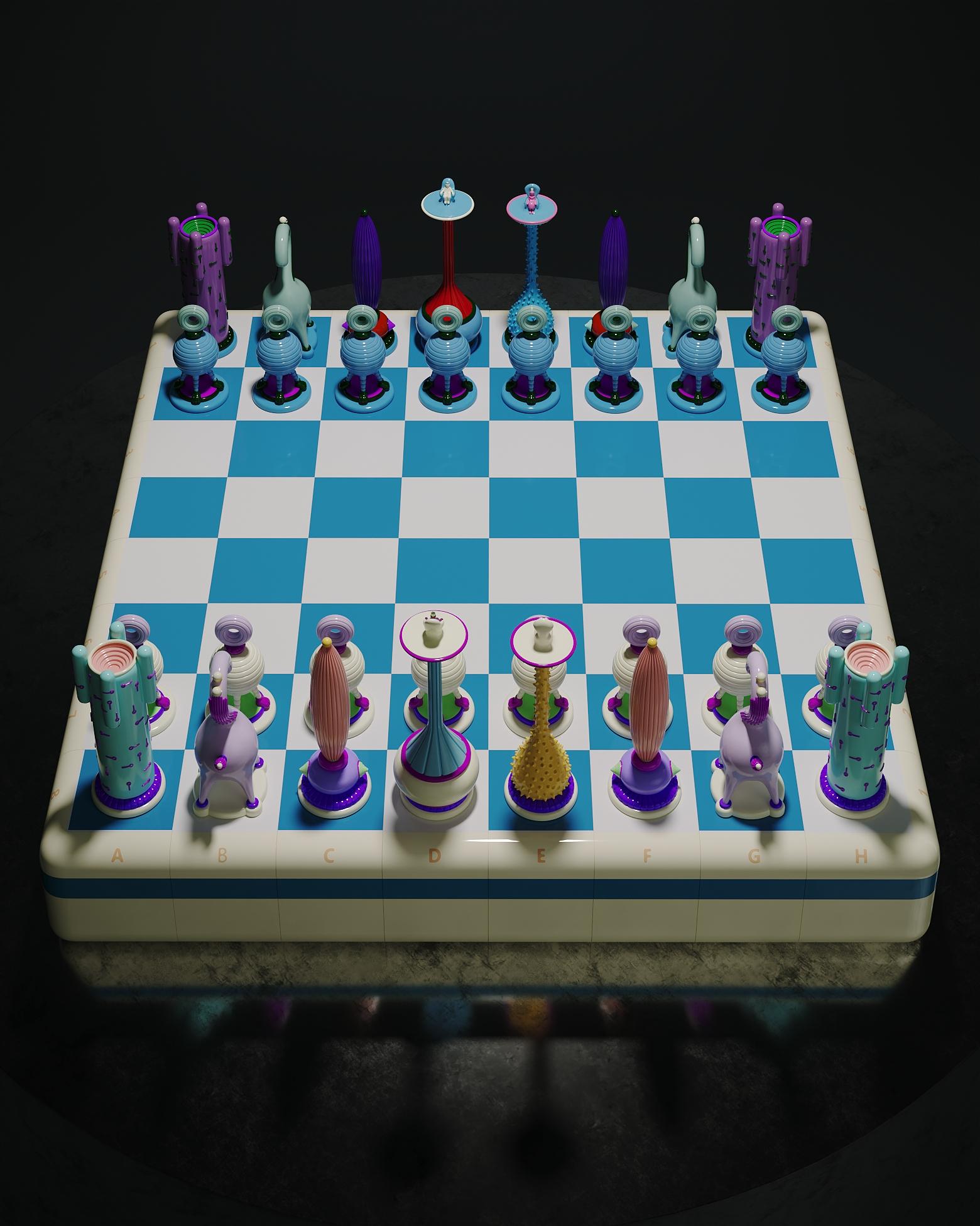 Metal Another Kingdom Chess Set by Taras Yoom For Sale