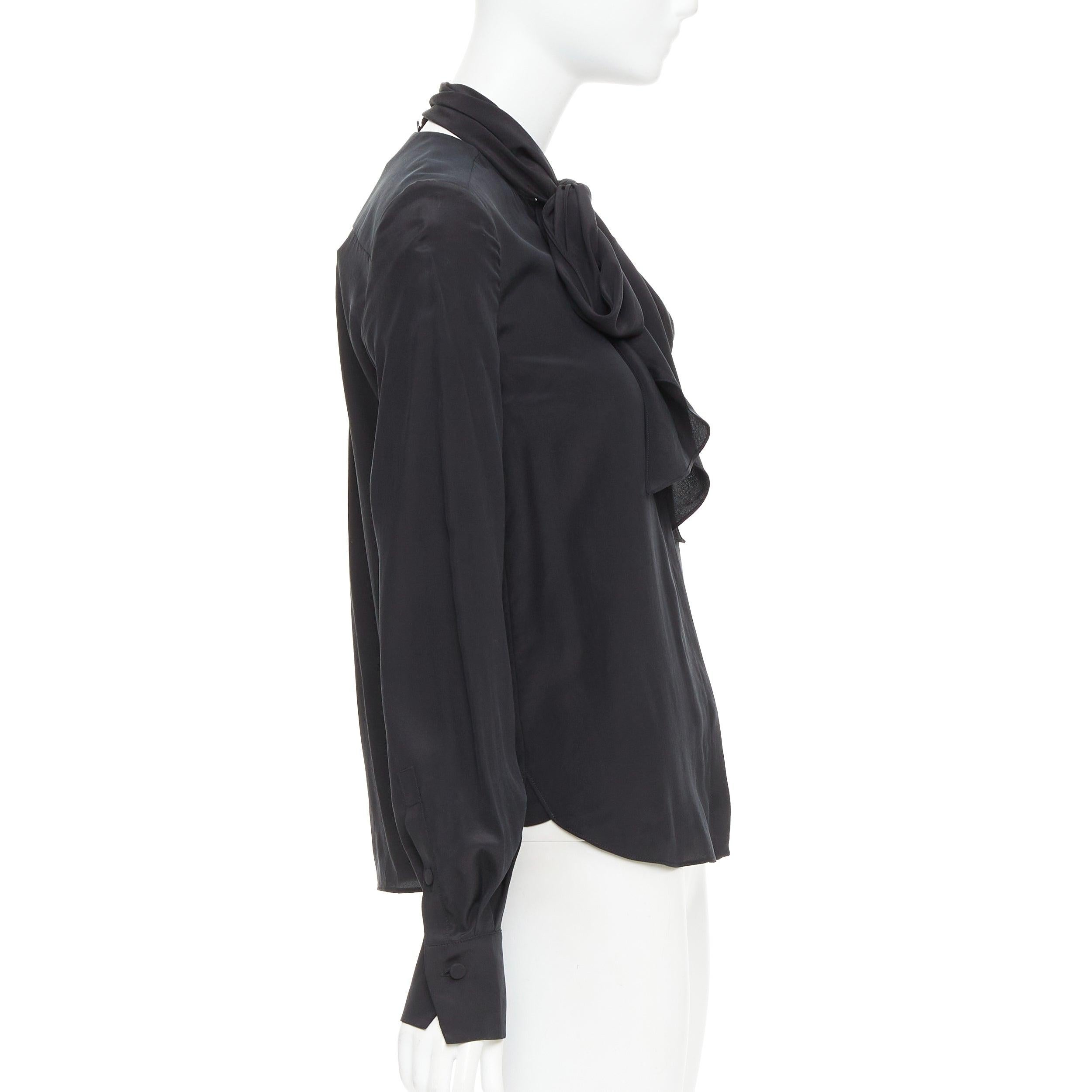 ANOTHER TOMORROW 100% seta nera, camicia con gomitolo, camicetta top IT36 XXS In condizioni Nuovo in vendita a Hong Kong, NT